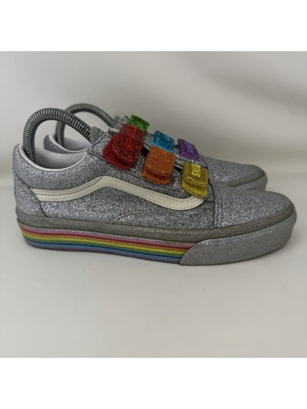 Vans Old Skool Flour Shop V Silver Glitter Rainbow Shoes Women’s Size 7